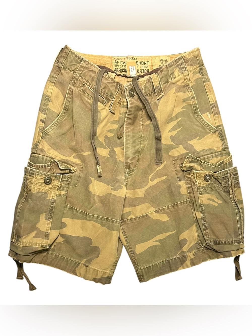 Vintage Abercrombie & Fitch Shorts Mens 31 Camo Cargo Paratrooper distressed Y2K